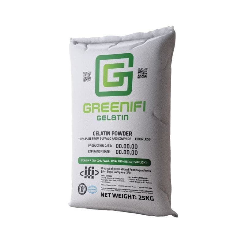 Bao bì GELATIN SIÊU SẠCH - Bột Gelatin Greenifi - Bao 25kg & Gói 1Kg (bloom 80 - 250 )