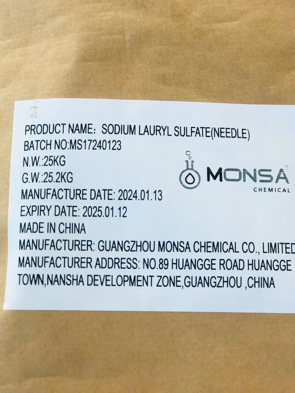 Bao bì SODIUM LAURYL SULFATE (SLS)