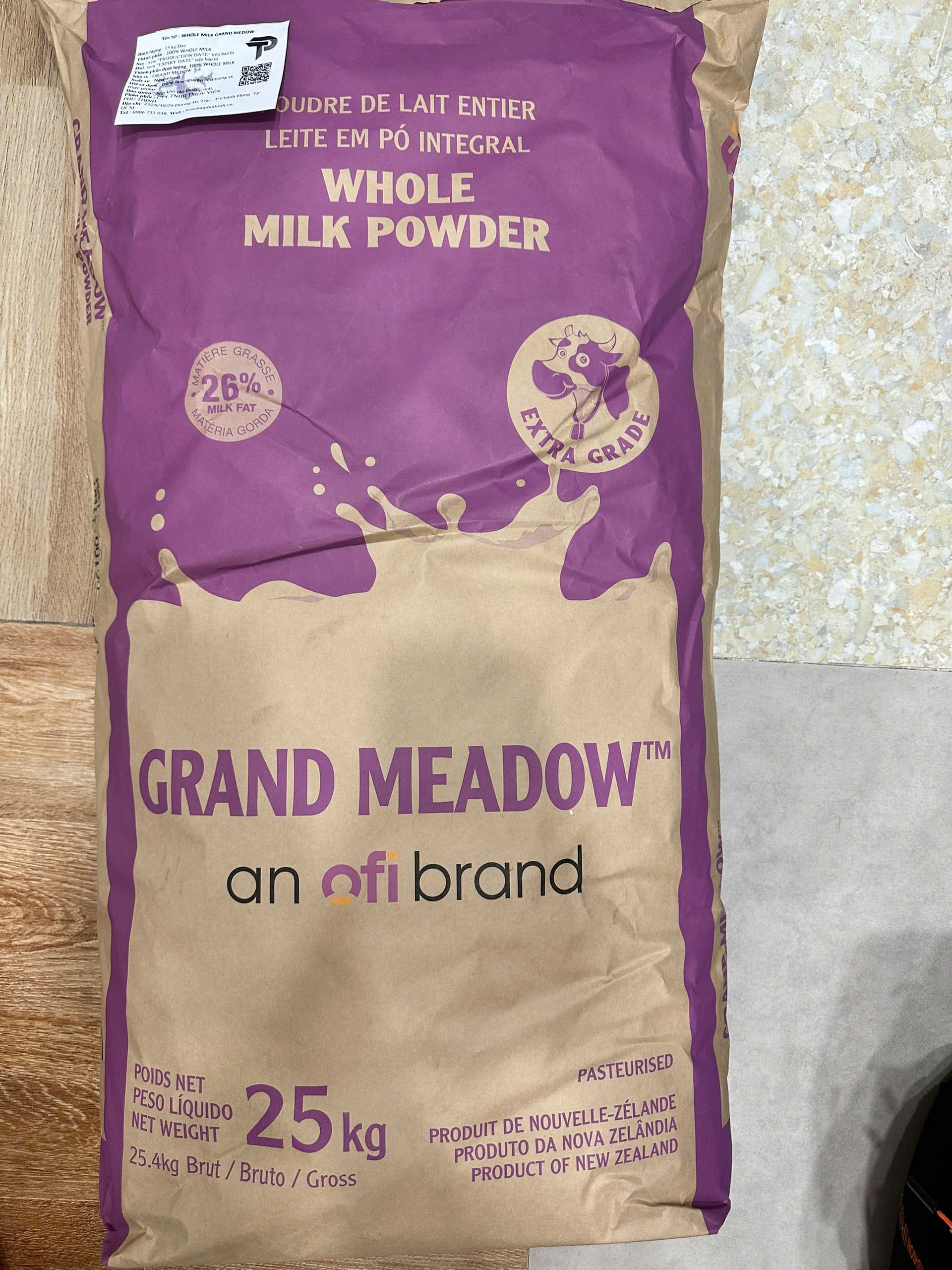 Bao bì SỮA BỘT BÉO NGUYÊN KEM - WHOLE MILK GRAND MEADOW