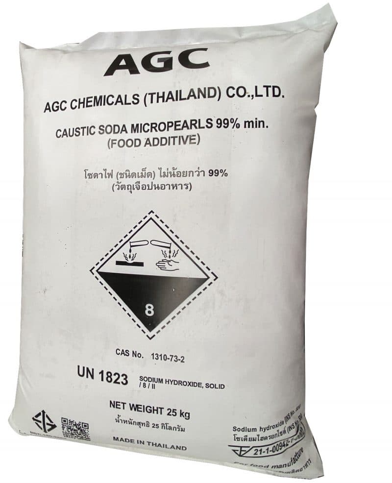 Bao bì XÚT HẠT THÁI LAN 99% – CAUSTIC SODA MICROPEARLS NAOH